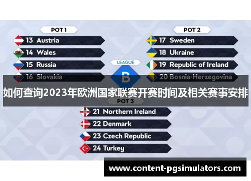 如何查询2023年欧洲国家联赛开赛时间及相关赛事安排